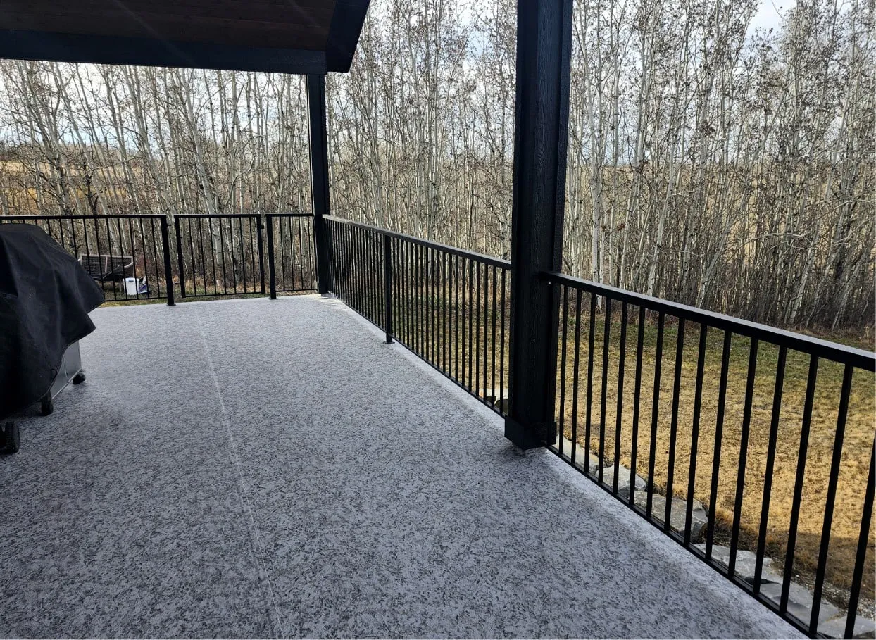 a covered deck area