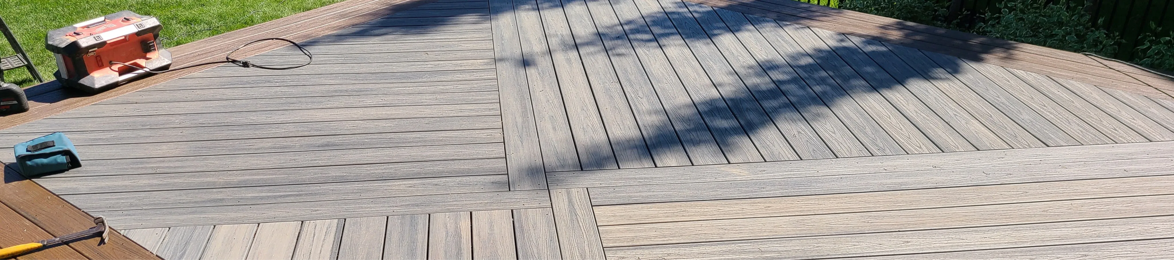 a beautiful pattern of deck boards being built