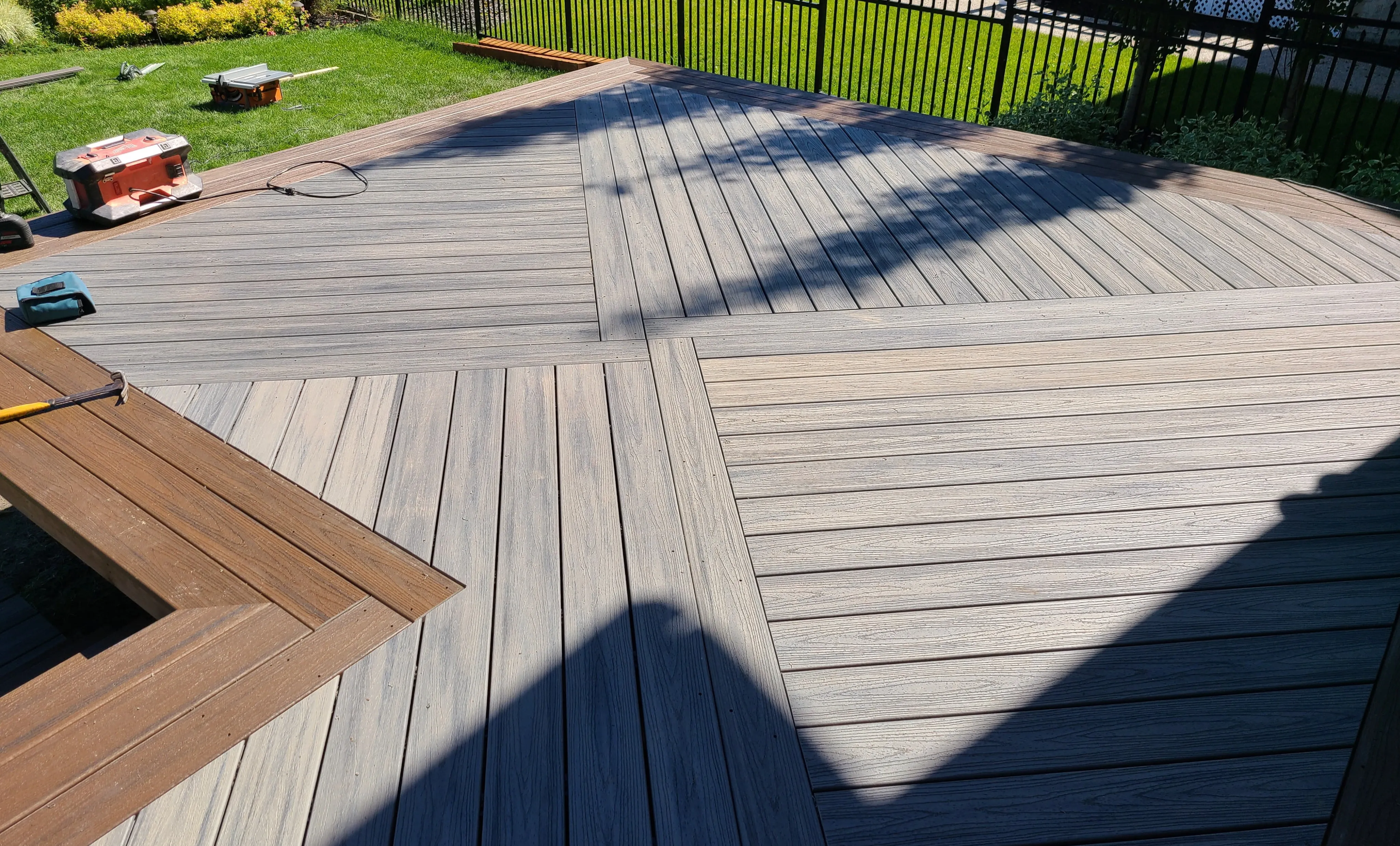 a beautiful pattern of deck boards being built