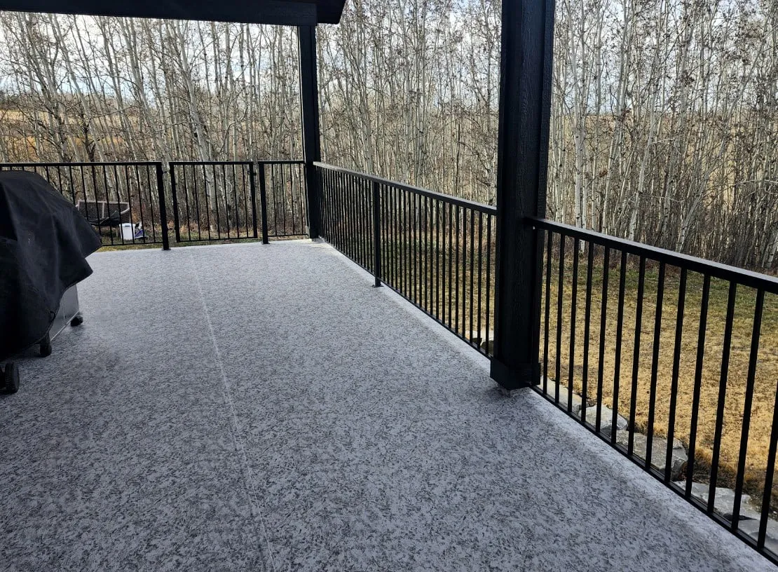 a railing system installed on a high deck