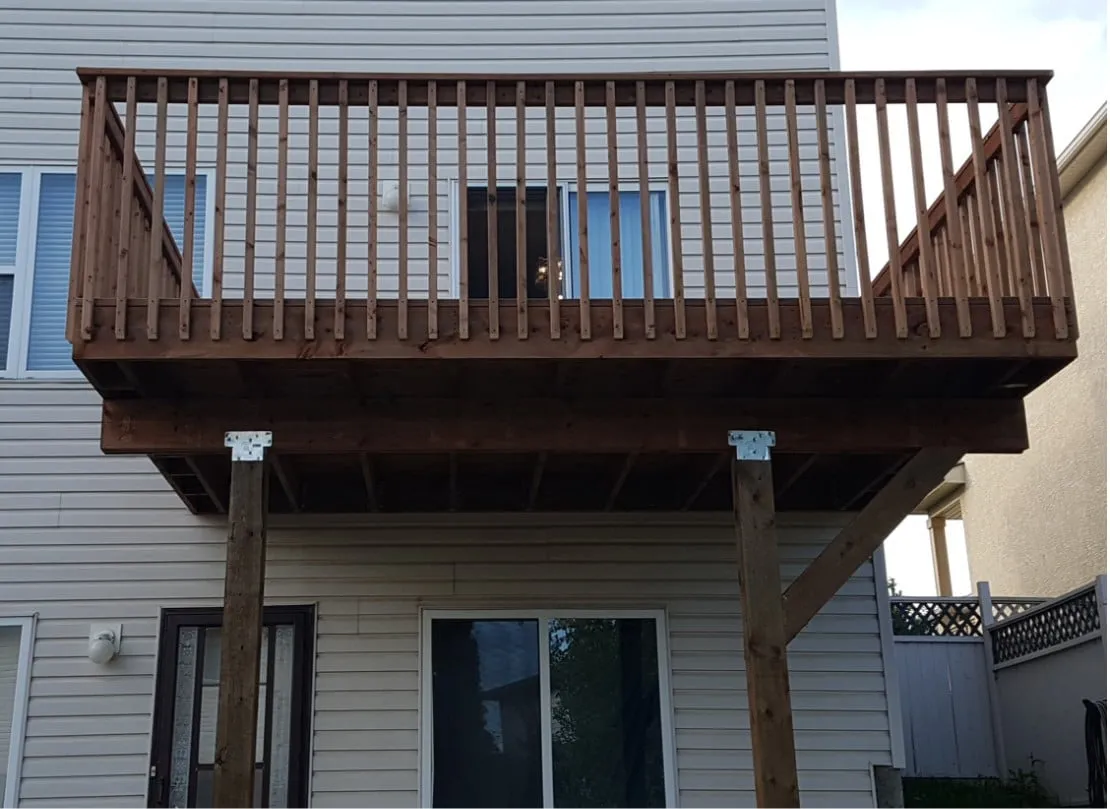 A picture of a high deck with a Railing Mountain View Sun Decks