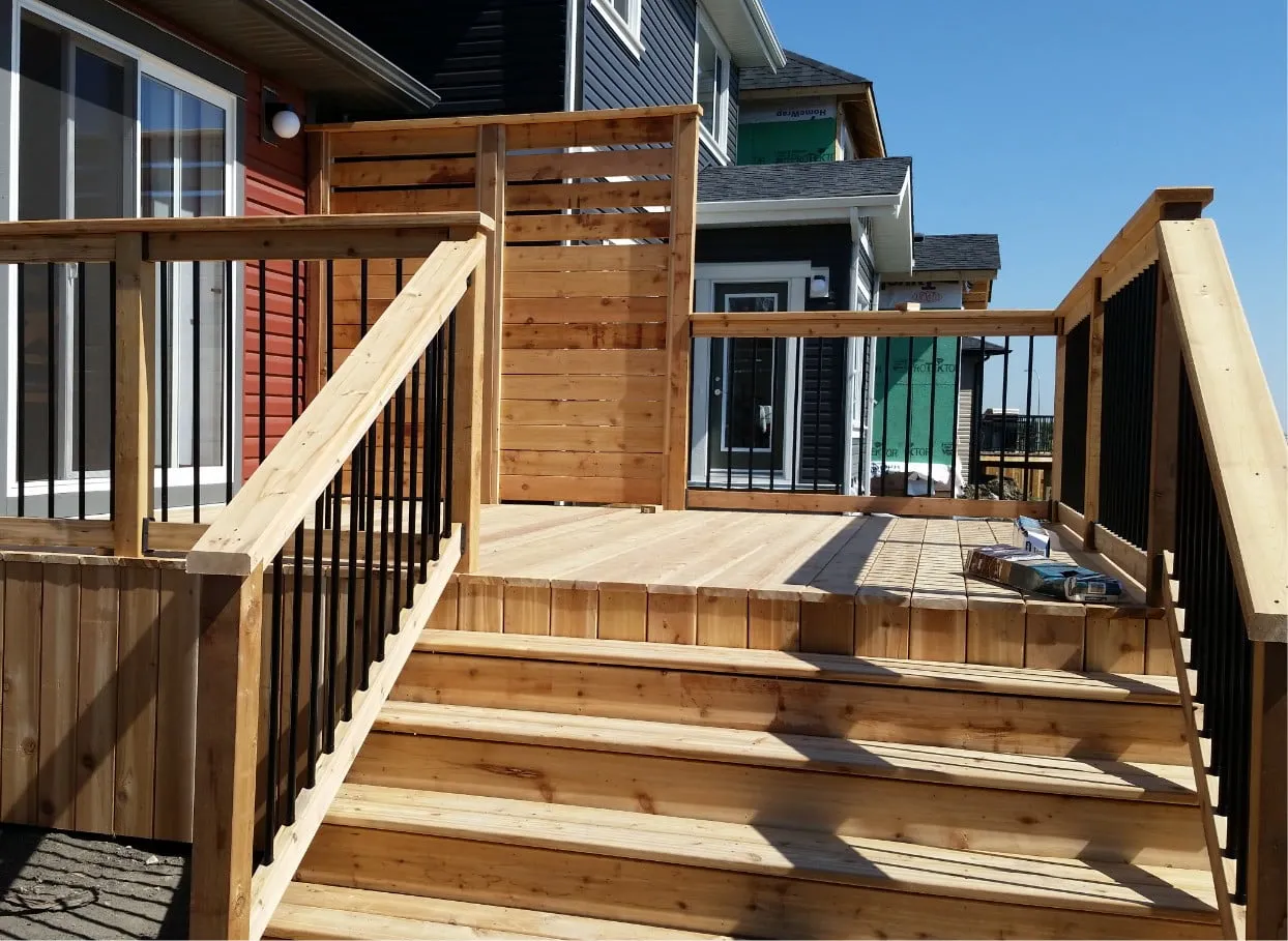 a deck with stairs